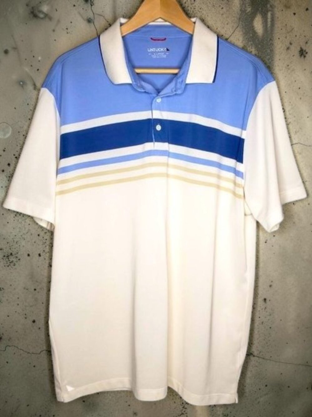 UnTuckit Super Breathable Retro Striped Polo Shirt Mens Preppy Pique Knit XL